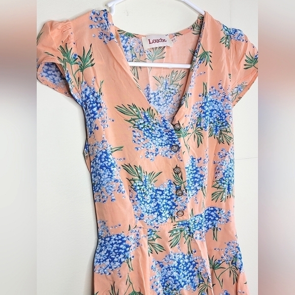 Louche London Cathleen Short Sleeve Floral Dress, 100% Viscose, size 10s - Picture 3 of 5